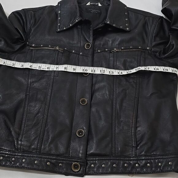 Forzieri Black Leather Jacket Classic Cropped Design Size 50 (See Measurements) - Picture 6 of 9